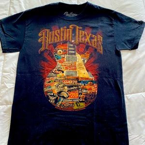 Unisex Small,Black T-Shirt “AUSTIN TEXAS with Guitar print”